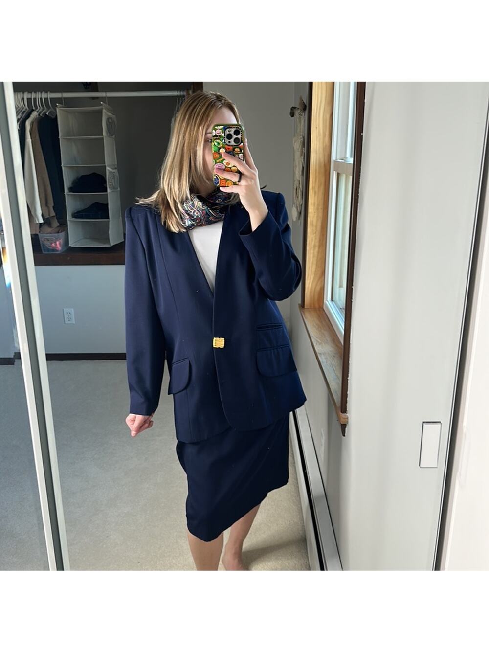 Karen Scott: Vintage Navy Pencil Skirt and Blazer Set